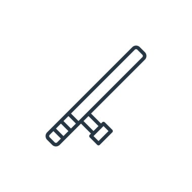 Baton ikon vektörü, suç konseptinden. Baton düzenlenebilir vuruşunun ince çizgisi. Web ve mobil uygulamalarda kullanım için baton doğrusal işareti, logo, yazdırma ortamı.
