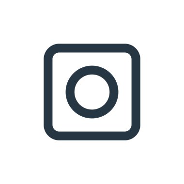 Temel ui kavramından kamera ikonu vektörü. Kamera düzenlenebilir vuruşun ince çizgisi. Web ve mobil uygulamalarda kullanmak için kamera doğrusal işareti, logo, yazdırma ortamı.