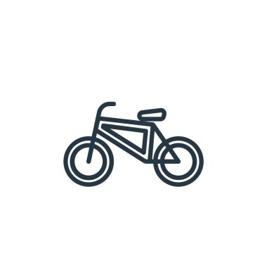 Araç konseptinden bisiklet ikonu vektörü. Düzenlenebilir bisiklet vuruşunun ince çizgisi. Web ve mobil uygulamalarda kullanmak için bisiklet doğrusal işareti, logo, yazdırma ortamı.