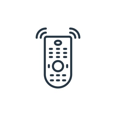 Şeylerin internet konseptinden uzaktan kumanda ikonu vektörü. İnce çizgili düzenlenebilir felç çizgisi. Web ve mobil uygulamalarda kullanmak için uzaktan kontrol doğrusal işareti, logo, yazdırma ortamı.