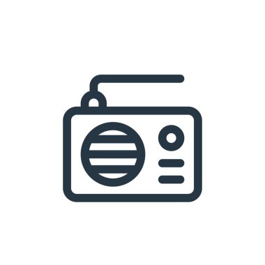 Seçim konseptinden radyo ikonu vektörü. Radyo düzenlenebilir felcin ince bir çizgisi. İnternet ve mobil uygulamalarda kullanmak için radyo doğrusal işareti, logo, yazdırma ortamı.