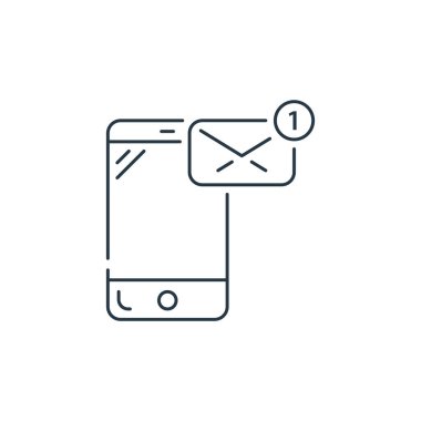 Donanım ve teknoloji konseptinden mesaj ikonu vektörü. Mesajın düzenlenebilir darbesinin ince çizgisi. Web ve mobil uygulamalarda kullanmak için ileti doğrusal işareti, logo, yazdırma ortamı.