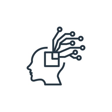 Yapay zeka kavramından cyborg ikon vektörü. Düzenlenebilir siber felcin ince bir çizgisi. Web ve mobil uygulamalarda kullanmak için cyborg doğrusal işareti, logo, yazdırma ortamı.