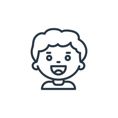 Çocuk avatarları konseptinden erkek ikon vektörü. Düzenlenebilir erkek felcinin ince bir çizgisi. Web ve mobil uygulamalarda kullanmak için çocuk doğrusal işareti, logo, yazdırma ortamı.
