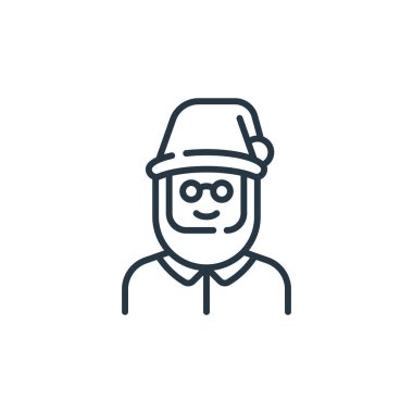 Peri masalı kavramından bir cüce simgesi vektörü. Düzenlenebilir cüce felcinin ince bir çizgisi. Web ve mobil uygulamalarda kullanmak için gnome doğrusal işareti, logo, yazdırma ortamı.