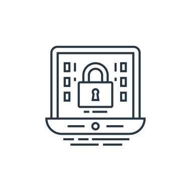 Veri analiz konseptinden parola ikonu vektörü. Parola düzenlenebilir vuruşun ince çizgisi. Web ve mobil uygulamalarda kullanmak için parola doğrusal işareti, logo, yazdırma ortamı.