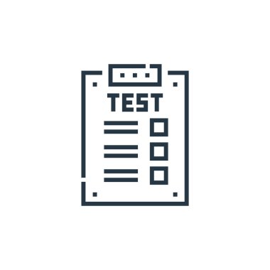 Sürüş okulu konseptinden ikon vektörünü test et. Test edilebilir felcin ince bir çizgisi. Web ve mobil uygulamalar, logo ve yazdırma ortamlarında kullanım için doğrusal işaretleri test et.
