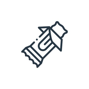 Beslenme kavramından enerji çubuğu ikonu vektörü. Düzenlenebilir enerji çubuğunun ince çizgisi. Web ve mobil uygulamalarda kullanmak için enerji çubuğu doğrusal işareti, logo, yazdırma ortamı.