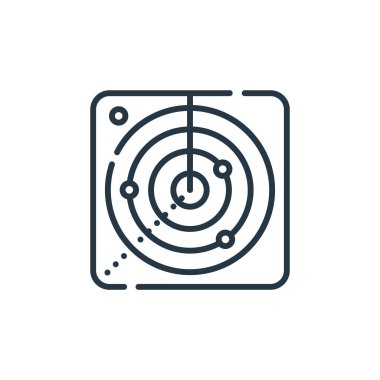 Konum konseptinden radar ikon vektörü. Radar düzenlenebilir vuruşun ince çizgisi. Web ve mobil uygulamalarda kullanmak için radar doğrusal işareti, logo, yazdırma ortamı.