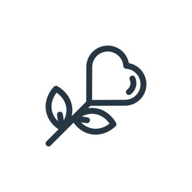 Sevgililer Günü konseptinden bir çiçek ikonu vektörü. Çiçek düzenlenebilir felcin ince bir çizgisi. Web ve mobil uygulamalarda kullanım için çiçek doğrusal işareti, logo, yazdırma ortamı.