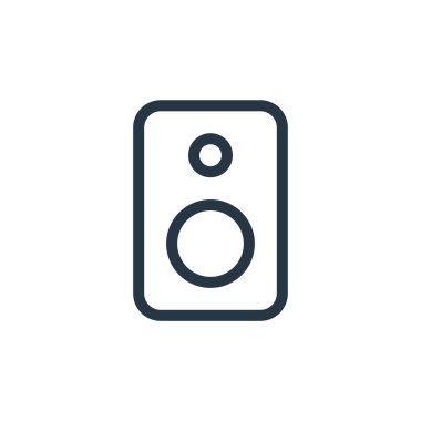 Medya kavramından hoparlör ikonu vektörü. Yüksek sesle düzenlenebilir inmenin ince çizgisi. Web ve mobil uygulamalarda kullanmak için hoparlör doğrusal işareti, logo, yazdırma ortamı.