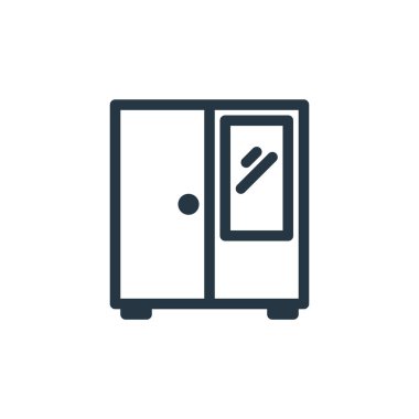 Ofis ekipmanları konseptinden kostüm ikonu vektörü. Düzenlenebilir darbenin ince bir çizgisi. Web ve mobil uygulamalar, logo ve yazdırma ortamlarında kullanım için dolap doğrusal işareti.