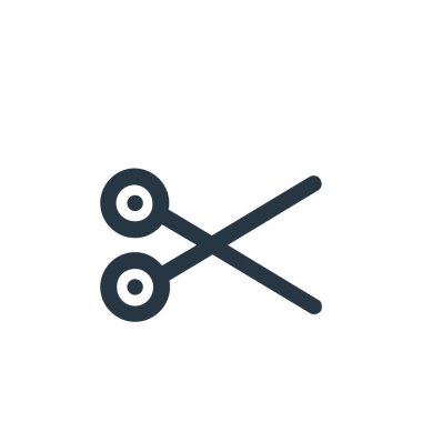 İş ve yönetim kavramından makas ikonu vektörü. Düzenlenebilir makas vuruşunun ince çizgisi. Web ve mobil uygulamalarda kullanmak için makas doğrusal işareti, logo, yazdırma ortamı.