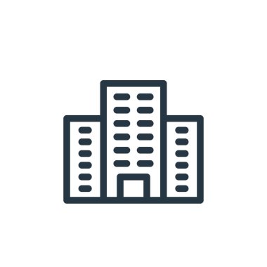 İş merkezi konseptinden bir ikon vektörü. İş merkezi düzenlenebilir vuruşunun ince çizgisi. Web ve mobil uygulamalarda kullanmak için iş merkezi doğrusal işareti, logo, yazdırma ortamı.