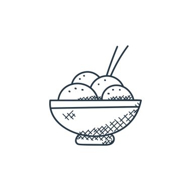 Gıda el çizimi konseptinden dondurma ikonu vektörü. Düzenlenebilir dondurma felcinin ince bir çizgisi. Web ve mobil uygulamalarda kullanmak için dondurma doğrusal işareti, logo, yazdırma ortamı.