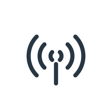 Teknoloji konseptinden sinyal ikonu vektörü. Sinyal düzenlenebilir darbenin ince çizgisi. Web ve mobil uygulamalarda kullanmak için sinyal doğrusal işareti, logo, yazdırma ortamı.