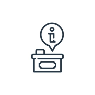 Müze konseptinden bilgi ikonu vektörü. Düzenlenebilir inmenin ince bir çizgisi. Web ve mobil uygulamalarda kullanmak için bilgi doğrusal işareti, logo, yazdırma ortamı.