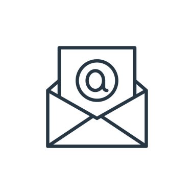 Sosyal medya konseptinden e-posta simgesi vektörü. İnce çizgili e-posta düzenlenebilir felç çizgisi. Web ve mobil uygulamalarda kullanmak için e- posta doğrusal işareti, logo, yazdırma ortamı.