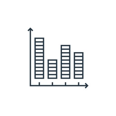 veri analiz konseptinden histogram ikon vektörü. Düzenlenebilir kalp krizinin ince bir çizgisi. Web ve mobil uygulamalarda kullanmak için histogram doğrusal işareti, logo, yazdırma ortamı.
