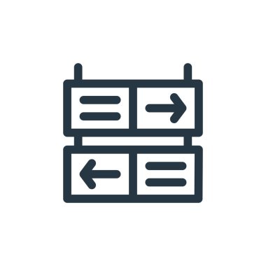 Toplu taşıma konseptinden yol bulma ikonu vektörü. Düzenlenebilir felcin ince bir çizgisi. Web ve mobil uygulamalar, logo ve yazdırma ortamlarında kullanmak için yol bulma doğrusal işareti.