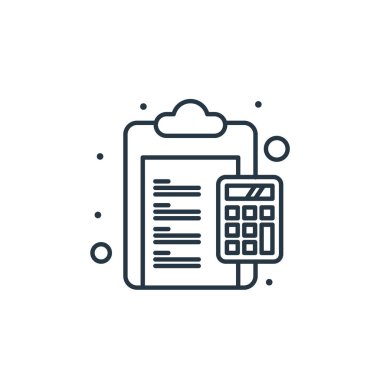 Vergi konseptindeki pano simgesi vektörü. İnce çizgili, düzenlenebilir çizgi çizimi. Web ve mobil uygulamalarda kullanmak için pano doğrusal işareti, logo, yazdırma ortamı.