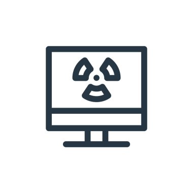 Nükleer enerji konseptinden pc ikon vektörü. Düzenlenebilir felcin ince bir çizgisi. Web ve mobil uygulamalarda kullanmak için pc doğrusal işareti, logo, yazdırma ortamı.