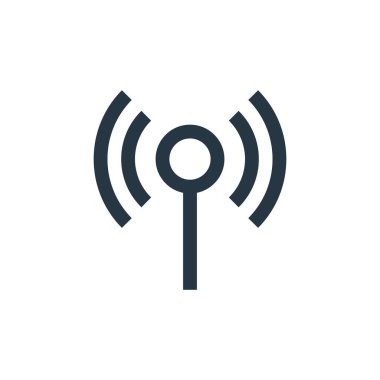Ağ konseptinden kablosuz ağ sinyal ikonu vektörü. Kablosuz sinyalin düzenlenebilir vuruşunun ince çizgisi. Web ve mobil uygulamalar, logo ve yazdırma ortamlarında kullanmak için wifi sinyal doğrusal işareti.