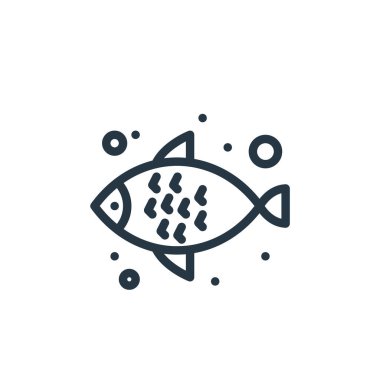 Gıda konseptinden balık ikonu vektörü. Düzenlenebilir balık vuruşunun ince bir çizgisi. ağ ve mobil uygulamalarda kullanmak için balık doğrusal işareti, logo, yazdırma ortamı.