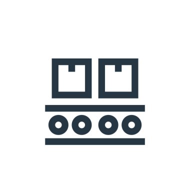 Endüstri konseptinden taşıma bandı ikonu vektörü. İnce çizgili, düzenlenebilir şerit felci çizgisi. Web ve mobil uygulamalar, logo ve yazdırma ortamlarında kullanmak için taşıyıcı bant doğrusal işareti.