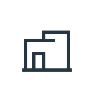 Mülk konseptinden depo ikonu vektörü. Düzenlenebilir depo darbesinin ince çizgisi. Web ve mobil uygulamalarda kullanmak için depo doğrusal işareti, logo, yazdırma ortamı.