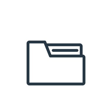 İş konseptindeki dizin simgesi vektörü. Düzenlenebilir klasör vuruşunun ince çizgisi. Web ve mobil uygulamalarda kullanmak için dizin doğrusal işareti, logo, yazdırma ortamı.