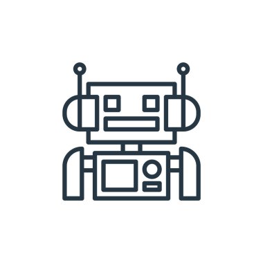 Yapay zeka kavramından makine simgesi vektörü. Düzenlenebilir inmenin ince çizgisi. Web ve mobil uygulamalarda kullanmak için makine doğrusal işareti, logo, yazdırma ortamı.