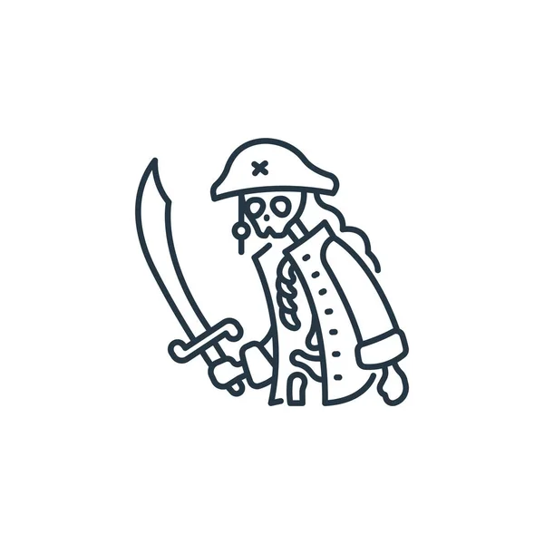 Пиратский Вектор Иконок Пиратской Концепции Тонкая Линия Иллюстрации Пиратского Редактируемого — стоковый вектор
