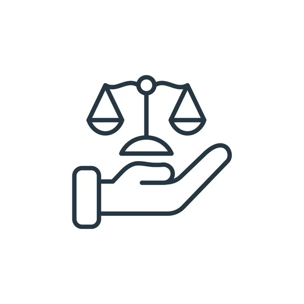 Vektor Měřítka Spravedlnosti Konceptu Práva Tenká Čára Ilustrace Upravitelného Tahu — Stockový vektor