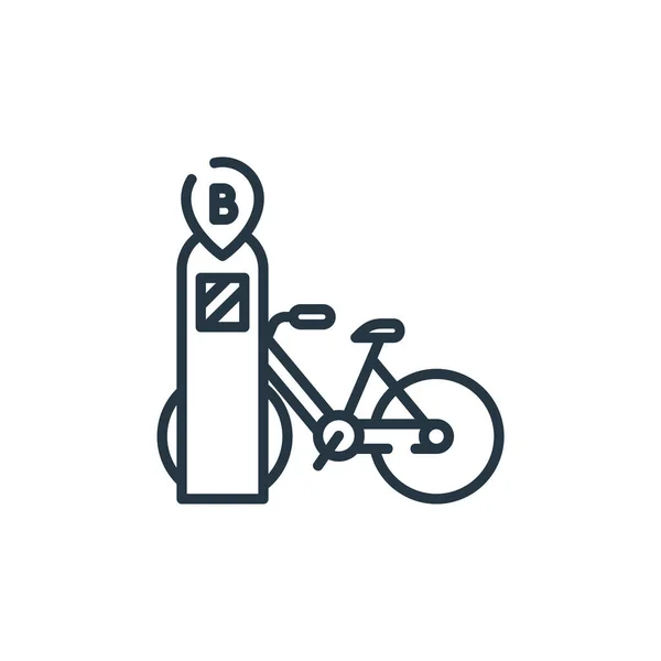 Toplu Taşıma Konseptinden Bisiklet Ikonu Vektörü Nce Çizgili Düzenlenebilir Felç — Stok Vektör
