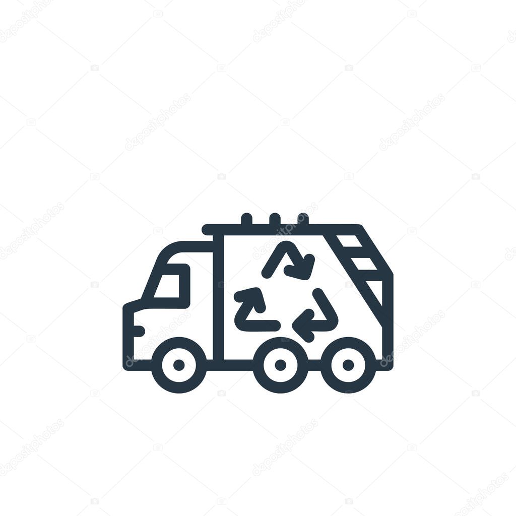garbage truck icon vector from ecology line concept. Thin line illustration of garbage truck editable stroke. garbage truck linear sign for use on web and mobile apps, logo, print media.