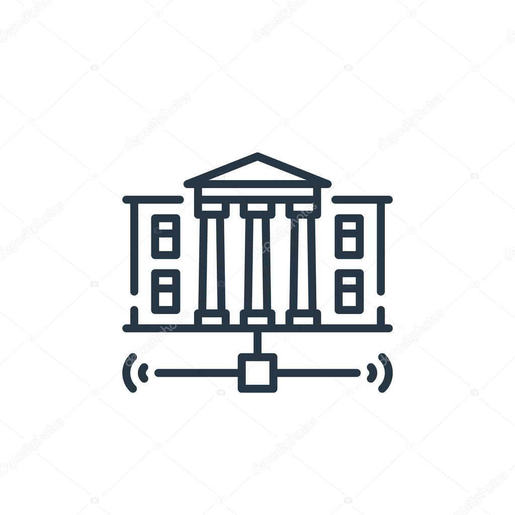 city hall icon vector from smart city concept. Thin line illustration of city hall editable stroke. city hall linear sign for use on web and mobile apps, logo, print media.