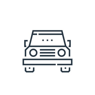 Sürüş okulu konseptinden araba ikonu vektörü. Araba düzenlenebilir felcin ince bir çizgisi. Web ve mobil uygulamalarda kullanmak için araba doğrusal işareti, logo, yazdırma ortamı.