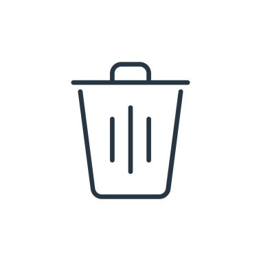 Ekoloji çizgisi konseptinden çöp ikonu vektörü. Düzenlenebilir çöp vuruşunun ince çizgisi. Web ve mobil uygulamalarda kullanmak için çöp doğrusal işareti, logo, yazdırma ortamı.