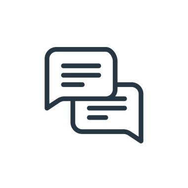 Ekommerce çizgisi konseptinden sohbet simgesi vektörü. Düzenlenebilir konuşmanın ince bir çizgisi. Web ve mobil uygulamalarda kullanmak için sohbet doğrusal işareti, logo, yazdırma ortamı.