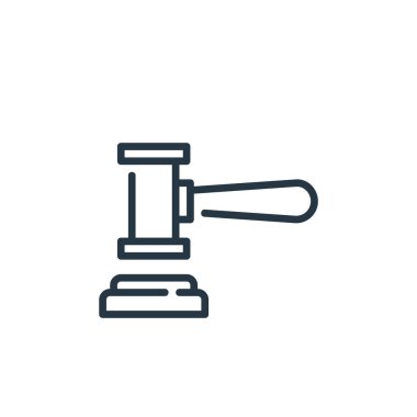 İş konseptinden tokmak ikonu vektörü. Tokmağı düzenlenebilir vuruşun ince çizgisi. Web ve mobil uygulamalarda kullanmak için tokmak doğrusal işareti, logo, yazdırma ortamı.