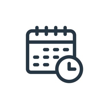 Müşteri hizmetleri konseptinden program simgesi vektörü. İnce çizgili düzenlenebilir felç çizgisi. Web ve mobil uygulamalar, logo ve yazdırma ortamlarında kullanmak için doğrusal işaretleri zamanlaName.