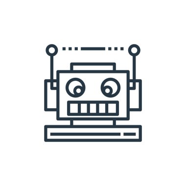 Yapay zeka kavramından android ikon vektörü. Düzenlenebilir android felcinin ince bir çizgisi. Web ve mobil uygulamalarda kullanmak için android doğrusal işareti, logo, yazdırma ortamı.