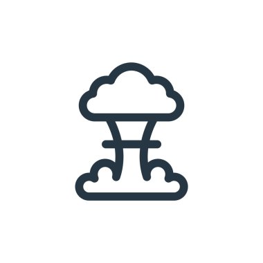 Nükleer enerji konseptinden mantar ikonu vektörü. Düzenlenebilir mantar felcinin ince bir çizgisi. Web ve mobil uygulamalarda kullanmak için mantar doğrusal işareti, logo, yazdırma ortamı.