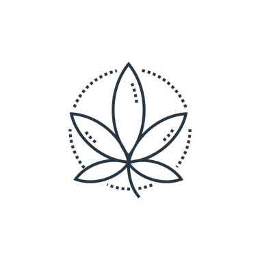 Akçaağaç yaprağı ikonu vektörü hücre organları ve tıbbi kenevir konsepti. İnce çizgili akçaağaç yaprağı deformasyonu. Web ve mobil uygulamalarda kullanmak için akçaağaç yaprağı doğrusal işareti, logo, yazdırma ortamı.