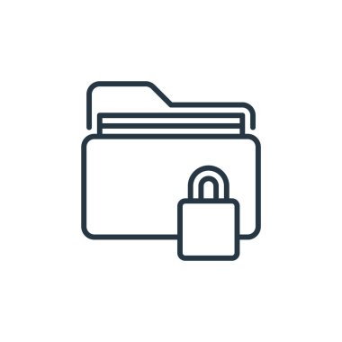 Siber güvenlik kavramından korunan ikon vektörü. İnce çizgili düzenlenebilir felç çizgisi. Web ve mobil uygulamalarda kullanım için korunan doğrusal işaret, logo, yazdırma ortamı.