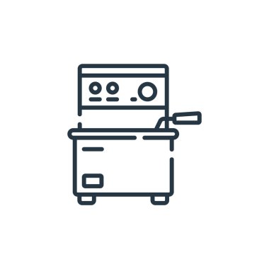 Fast food konseptinden elektrikli fritöz ikonu vektörü. Düzenlenebilir elektrikli fritöz felcinin ince çizgisi. Web ve mobil uygulamalarda kullanmak için elektrikli fritöz doğrusal işareti, logo, yazdırma ortamı.