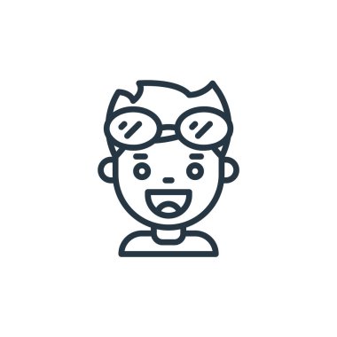 Çocuk avatarları konseptinden erkek ikon vektörü. Düzenlenebilir erkek felcinin ince bir çizgisi. Web ve mobil uygulamalarda kullanmak için çocuk doğrusal işareti, logo, yazdırma ortamı.