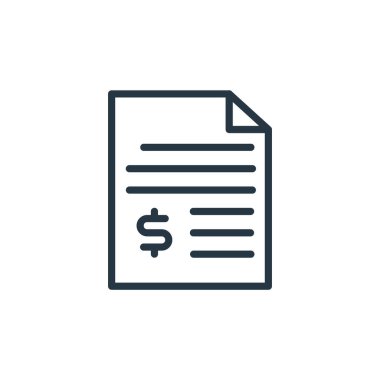 Alışveriş ve ecomerce konseptinden fatura simgesi vektörü. Faturalandırılabilir felcin ince bir çizgisi. Web ve mobil uygulamalarda kullanmak için fatura doğrusal işareti, logo, yazdırma ortamı.