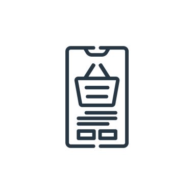 Siber pazartesi konseptinden mobil uygulama simgesi vektörü. Düzenlenebilir mobil uygulama vuruşunun ince çizgisi. Web ve mobil uygulamalarda kullanmak için mobil uygulama doğrusal işareti, logo, yazdırma 